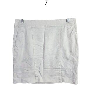 Womens Petite Ann Taylor White Madison Skirt Cotton Stretch 17" Lined Size 6P